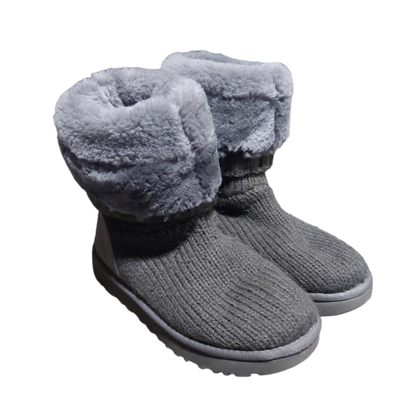 UGG Women's Dark Grey 12" Tall Fuzzy Woven Boots Size 6 - Picture 8 of 9